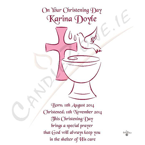 Customised Girls Christening Candle - Font