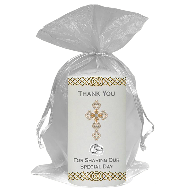 Customised Thank you Wedding Favour - Ornate Cross & Silver Rings