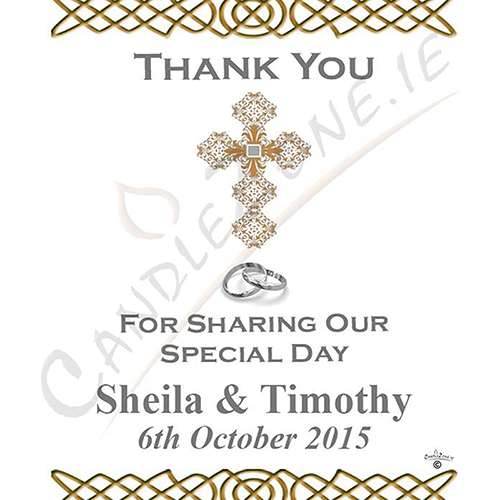 Customised Thank you Wedding Favour - Ornate Cross & Silver Rings