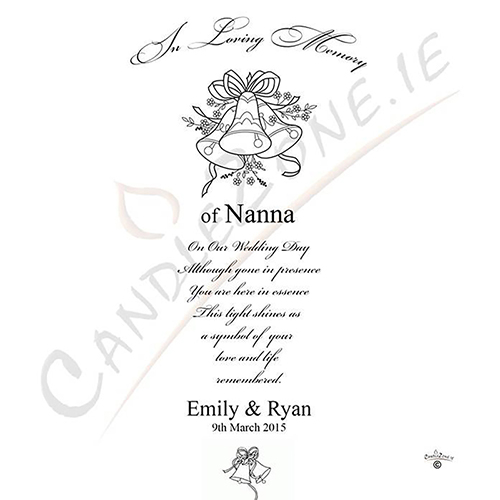 Customised Wedding Remembrance Candle - Wedding Bells Silver