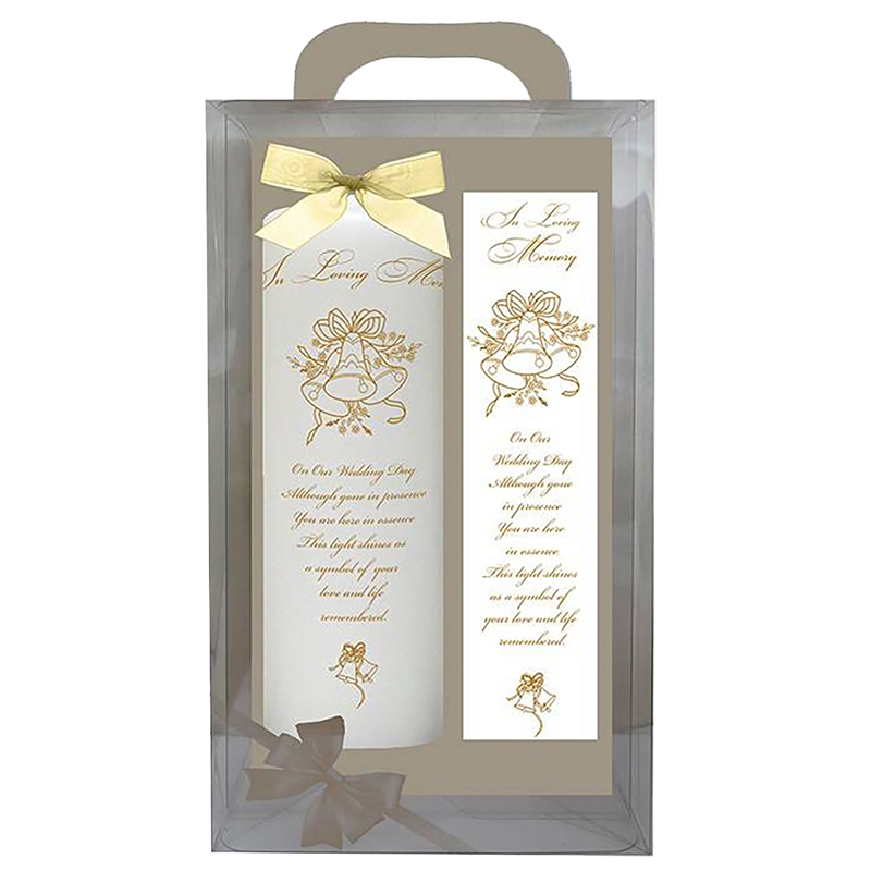 Customised Wedding Remembrance Candle - Wedding Bells Gold
