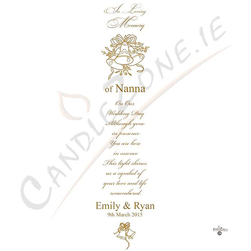 Customised Wedding Remembrance Candle - Wedding Bells Gold