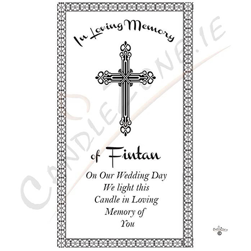 Customised Wedding Remembrance Candle - Elegant Cross & Silver Rings