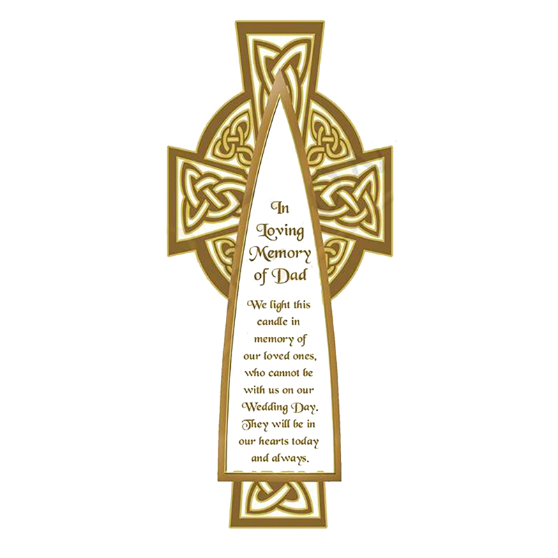 Customised Wedding Remembrance Candle - Celtic Cross Gold