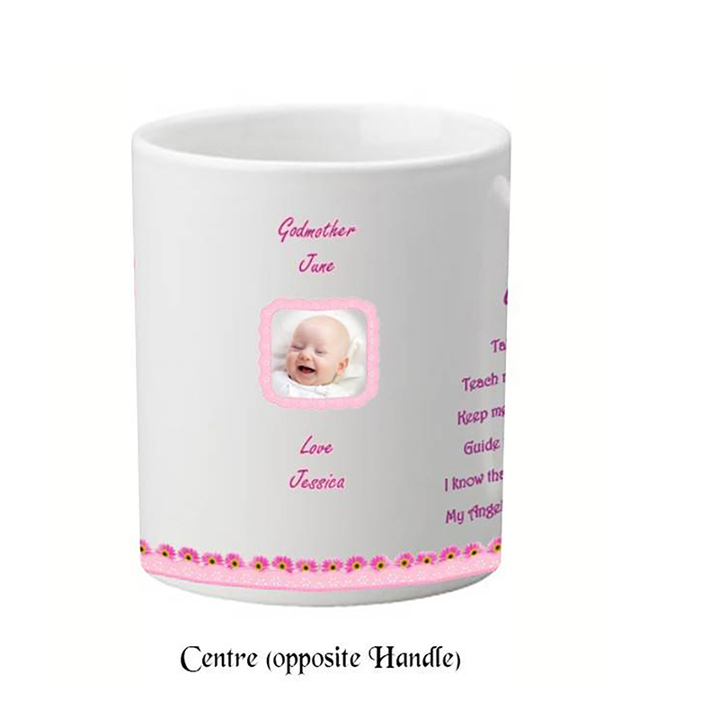 Customised Godmother Mug Gift - Pink Daisies with Photo