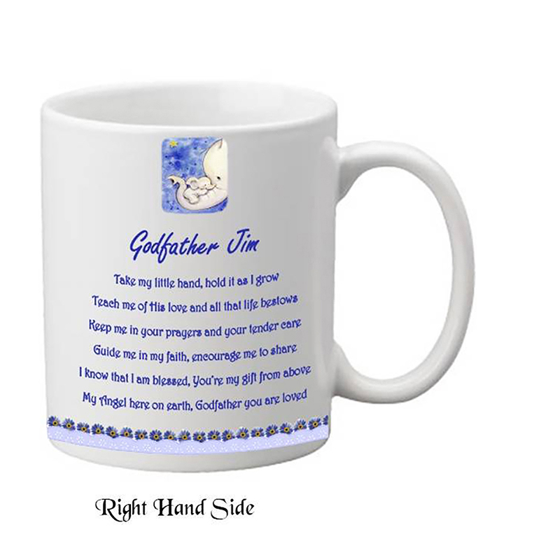 Customised Godfather Mug Gift - Blue Daisies with Photo