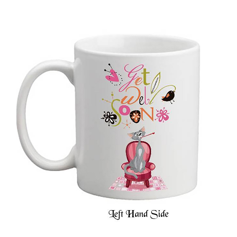 Customised Get Well Soon Mug Gift - Cat with Temperature