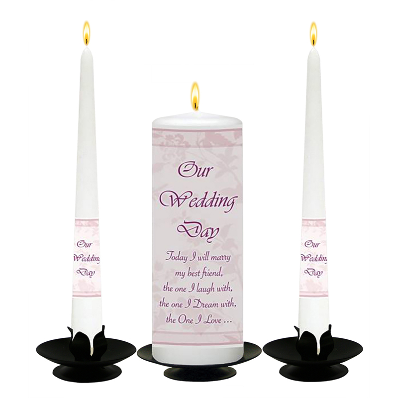 Customised Wedding Candles - Flower Pink