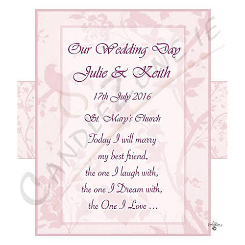 Customised Wedding Candles - Flower Pink