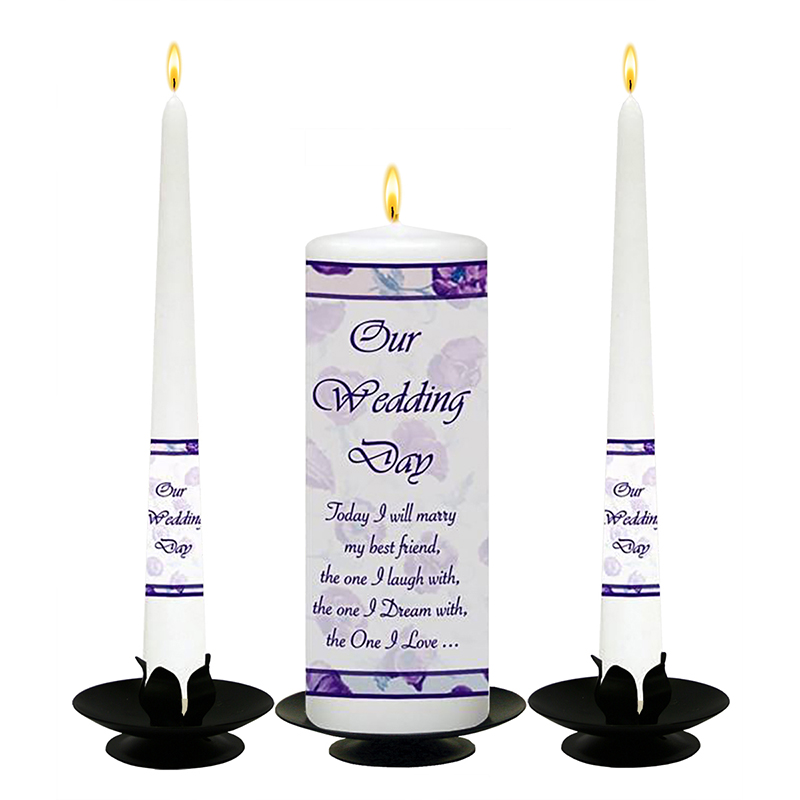 Customised Wedding Candles - Flower Purple