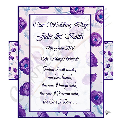 Customised Wedding Candles - Flower Purple