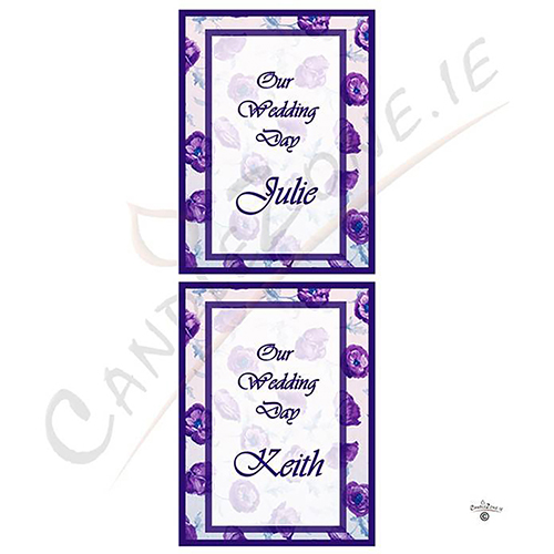 Customised Wedding Candles - Flower Purple