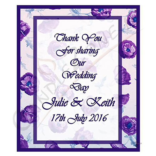 Customised Wedding Candles - Flower Purple