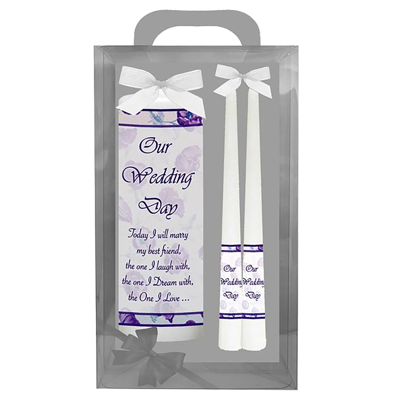 Customised Wedding Candles - Flower Purple