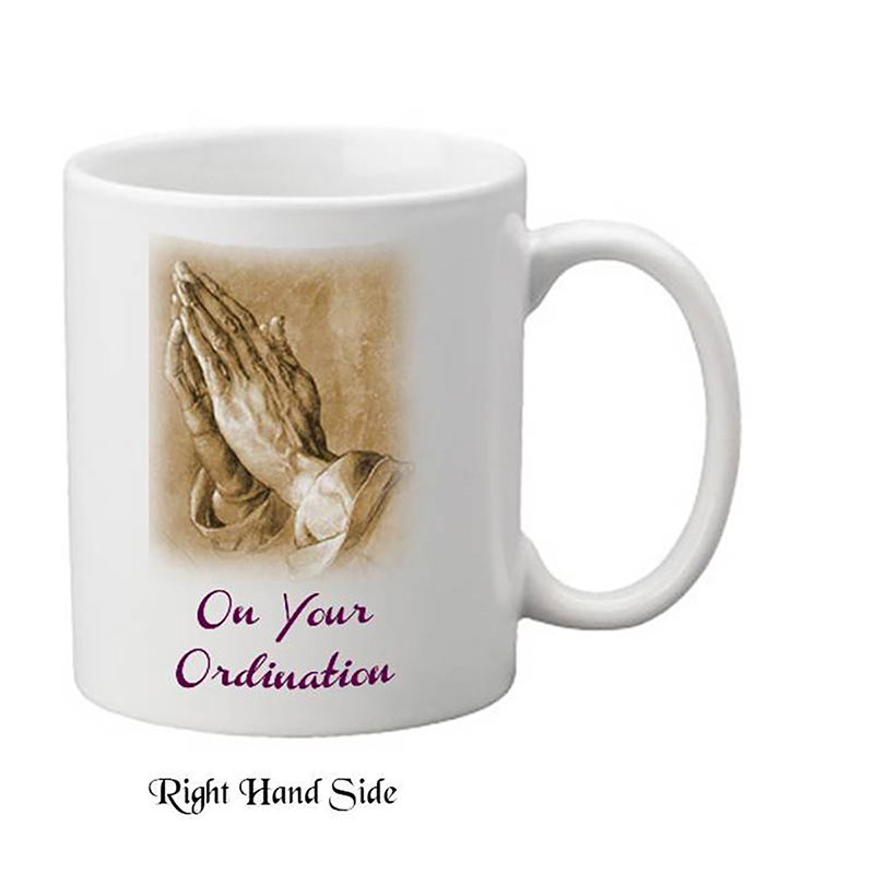 Customised Ordination Mug Gift - Praying Hands Ordination