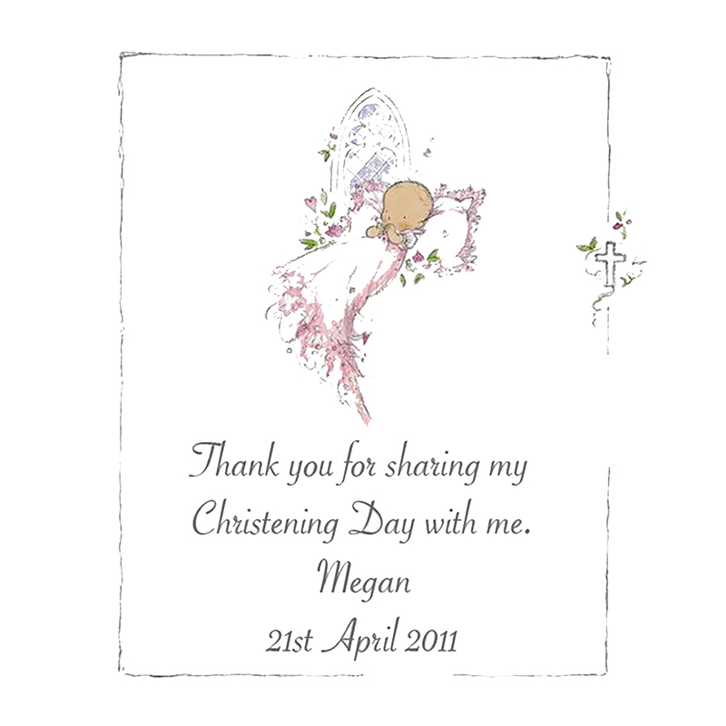 Thank you Christening Favour - Baby Girl Pink Church Window