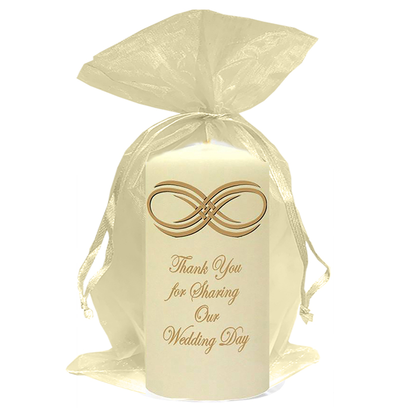 Customised Wedding Candles - Infinity Knot Gold