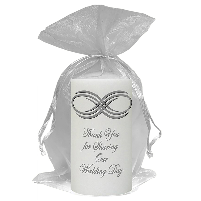 Customised Wedding Candles - Infinity Knot Silver