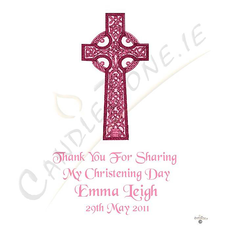 Thank you Christening Favour - Holy Cross Pink