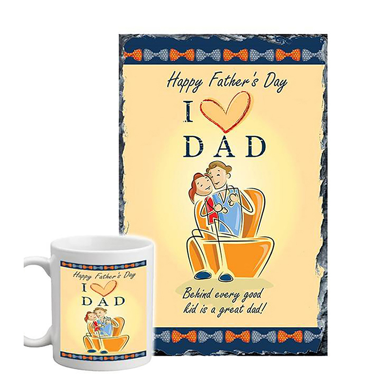 Customised Slate and Mug Gift - Bow Ties & Hug