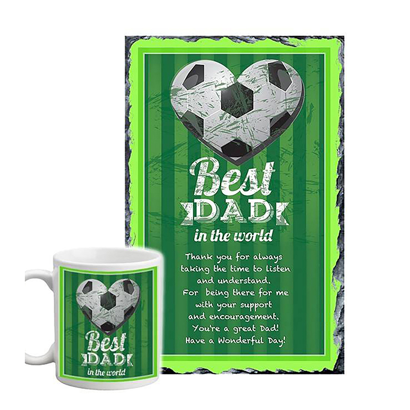 Customised Slate & Mug Gift - Football Heart Badge