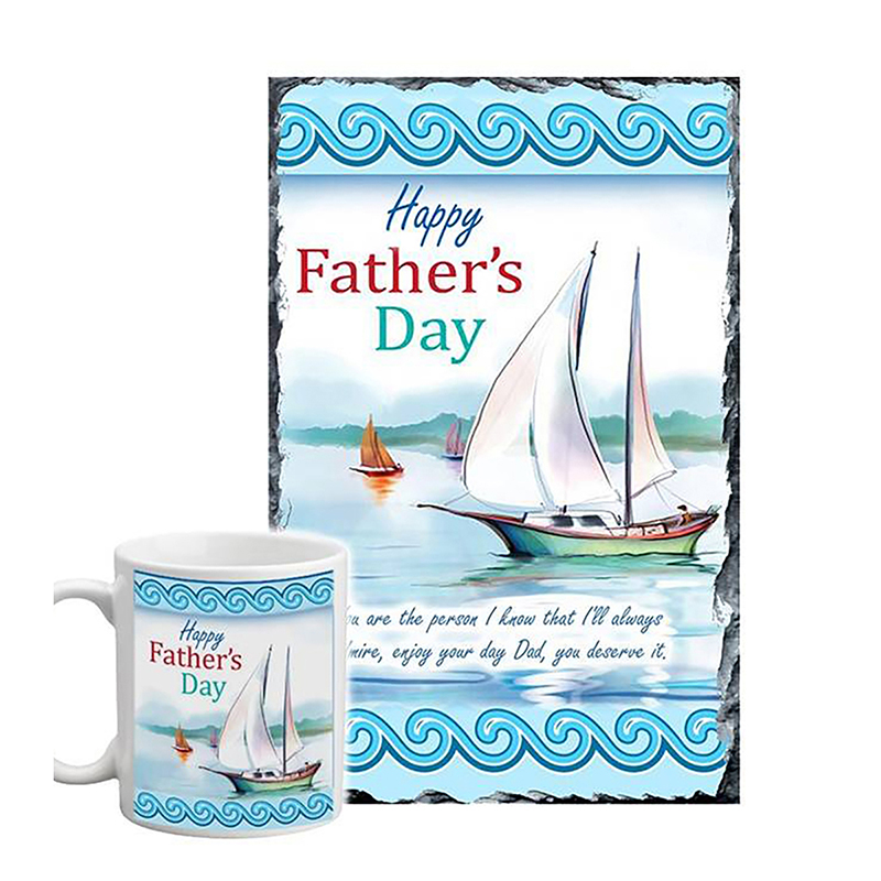 Customised Slate & Mug Gift - Sailing Dad