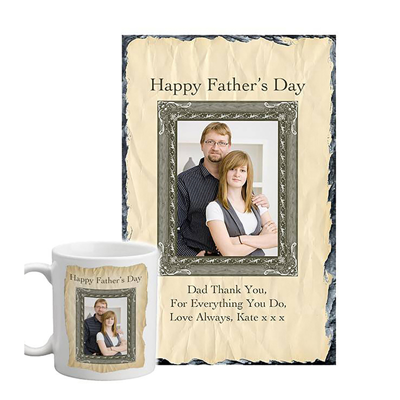 Customised Slate & Mug Gift - Parchment with Photo