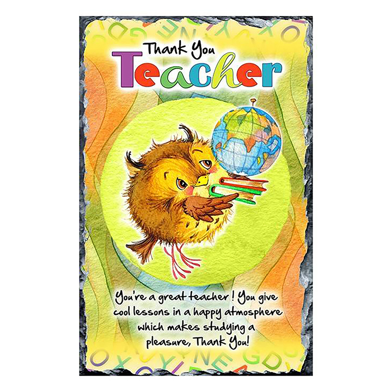 Customised Thank You Teacher Slate Gift - Owl & Globe