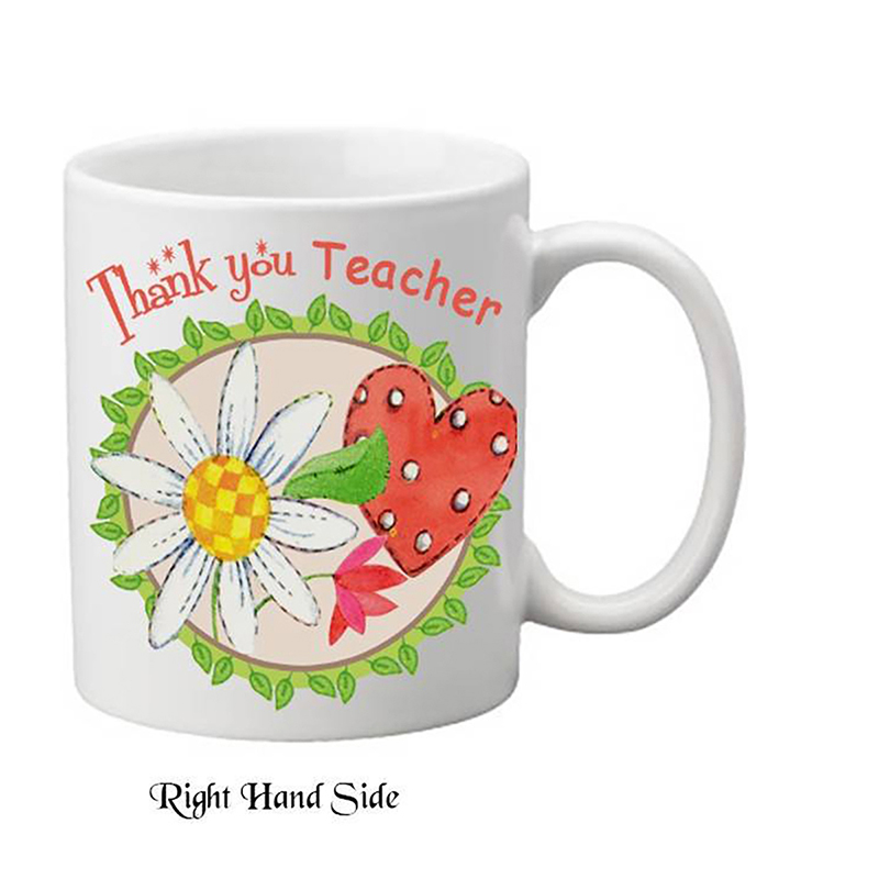 Customised Thank You Teacher Mug Gift - Sunflower & Heart