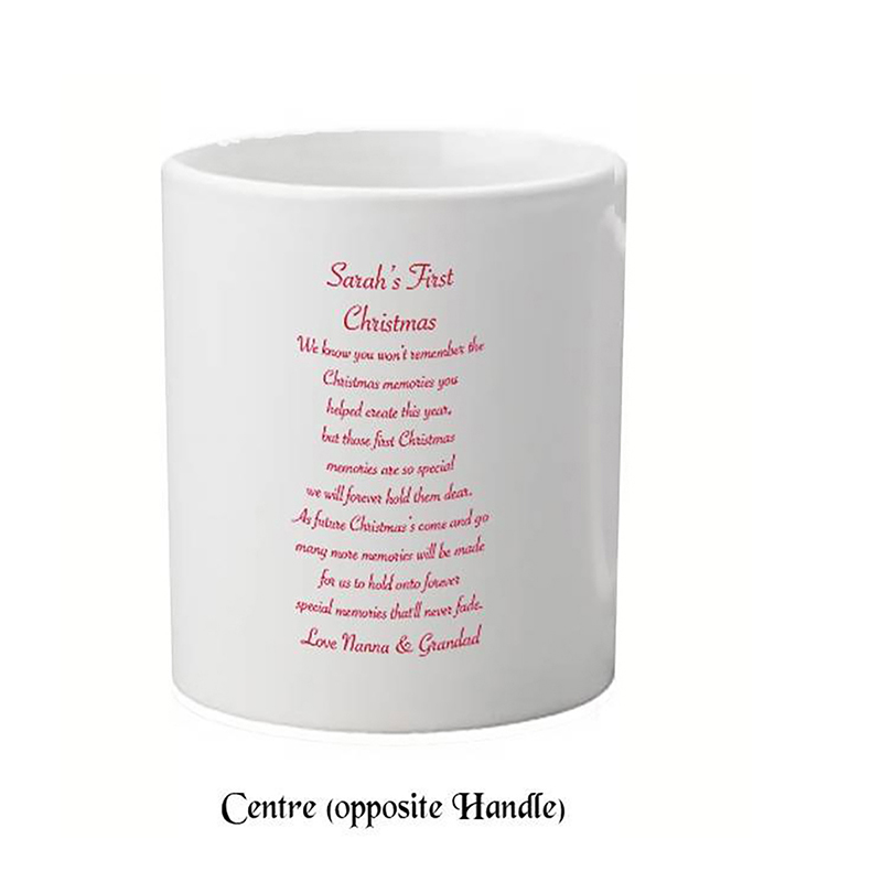 Babys First Christmas Mug - Manger Scene Red Photo