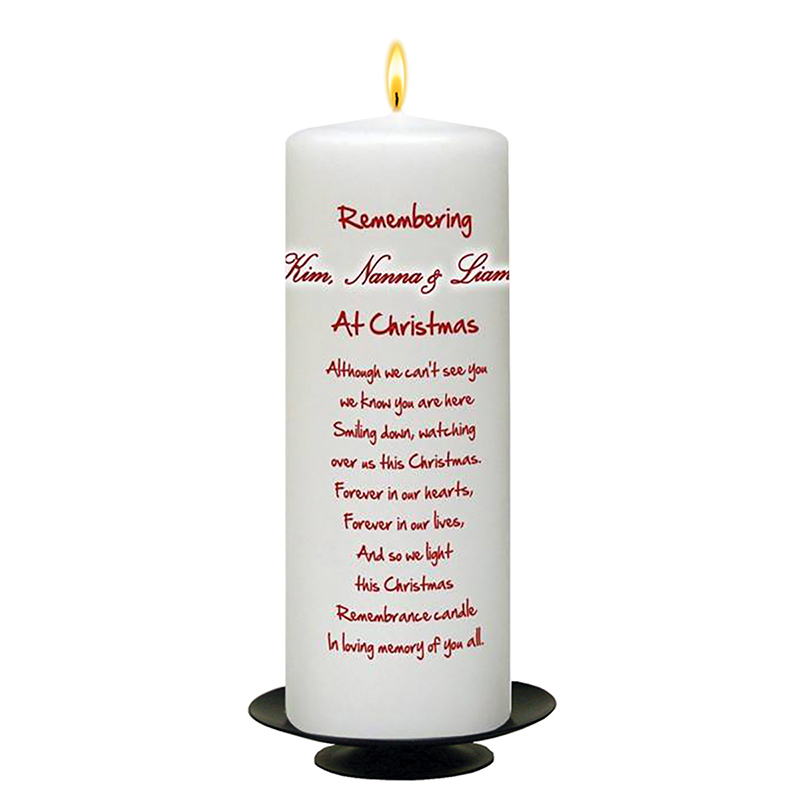 Customised Christmas Remembrance Candle - Bench & Three Photos