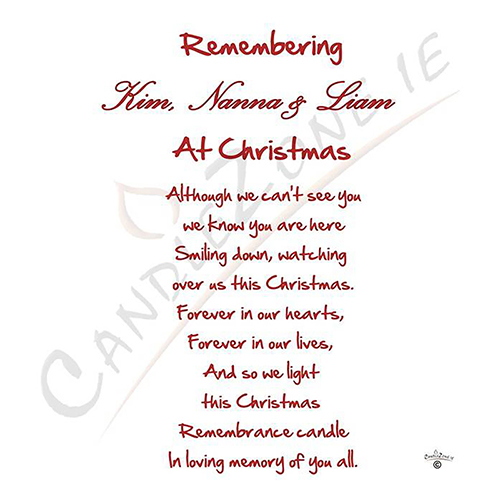 Customised Christmas Remembrance Candle - Bench & Three Photos