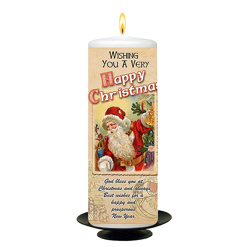 Customised Christmas Candle - Postcard Santa