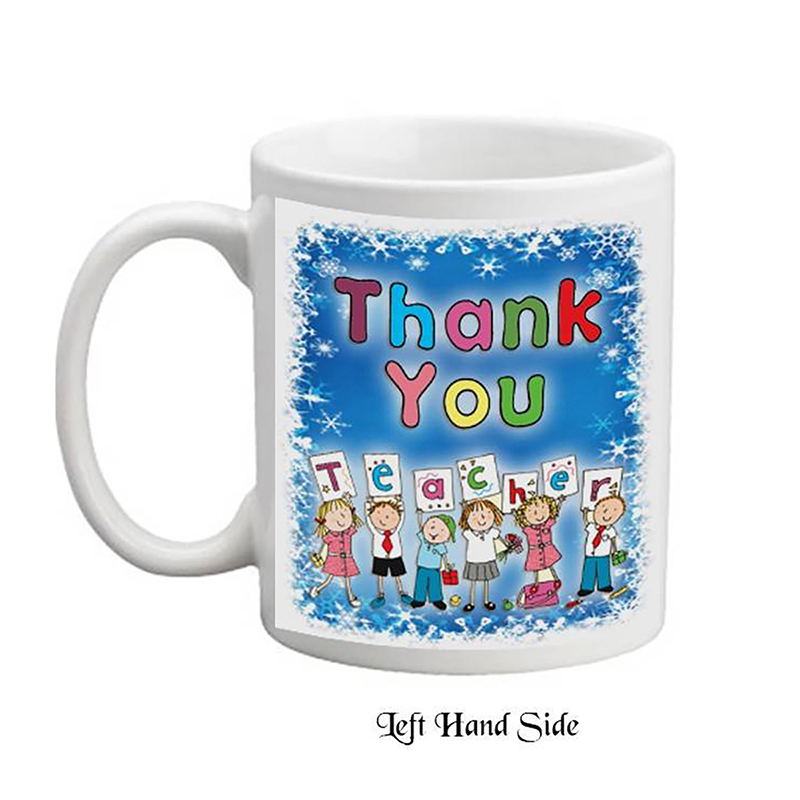 Customised Christmas Teacher Mug Gift - Children & Snowflakes