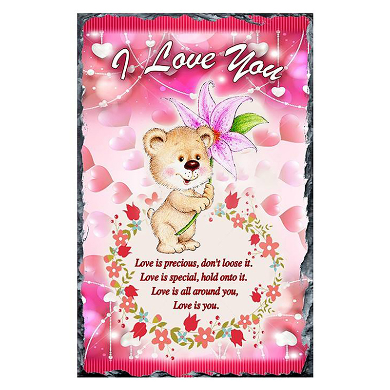 Customised Valentines Slate Gift - Teddy & Lily