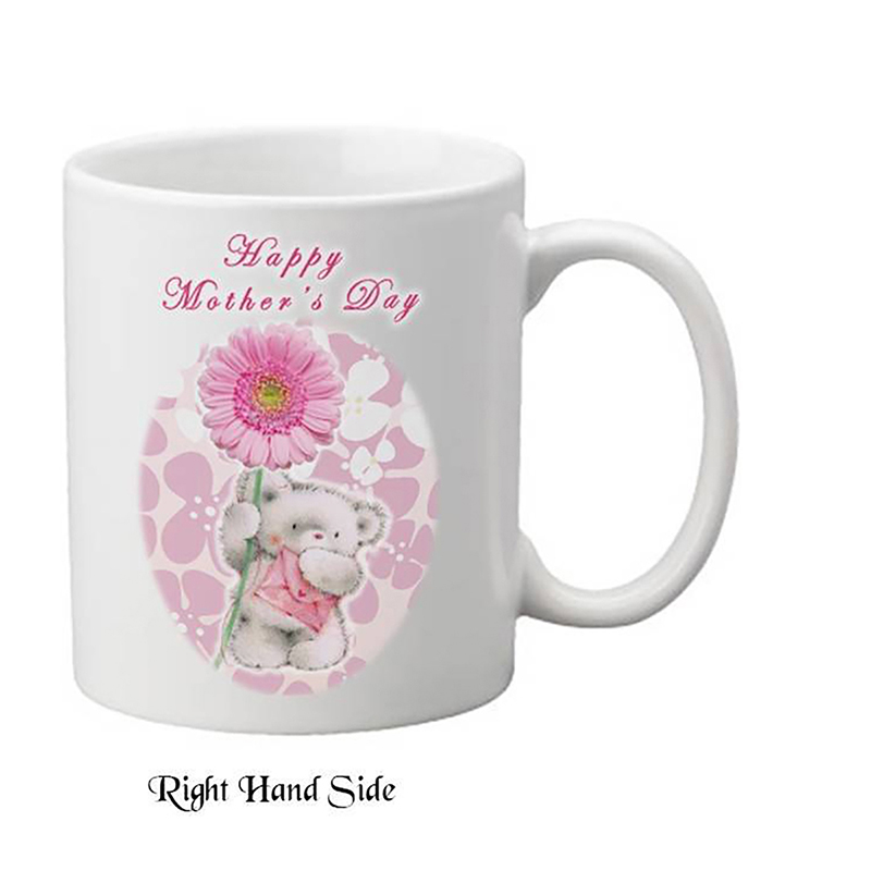 Customised Mothers Day Mug Gift - Teddy & Pink Gerb