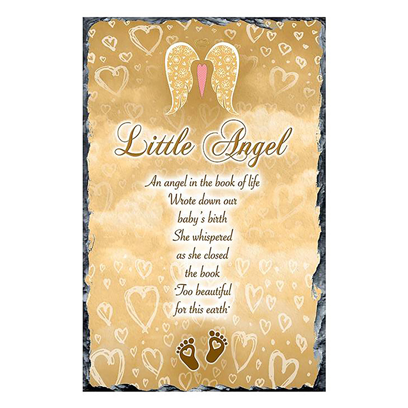 Personalsied Remembrance Slate - Angel Wings Gold