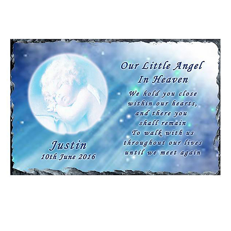Personalsied Remembrance Slate - Heavens Angel Blue