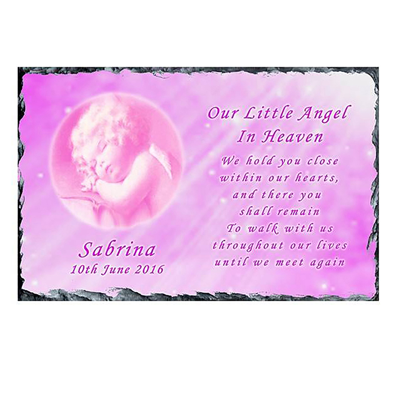 Personalsied Remembrance Slate - Pink Clouds & Butterfly