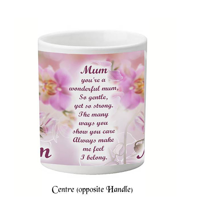 Customised Mothers Day Mug Gift - Pink Orchids Mum