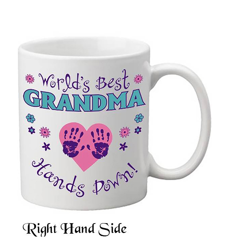 Customised Mothers Day Mug Gift - Heart & Handprints Grandma