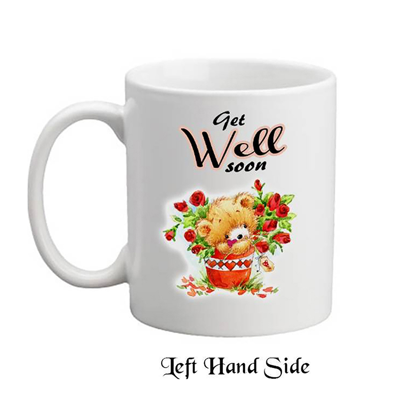 Customised Get Well Soon Mug Gift - Teddy in Red Pot