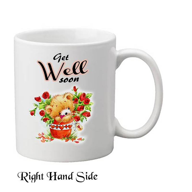 Customised Get Well Soon Mug Gift - Teddy in Red Pot