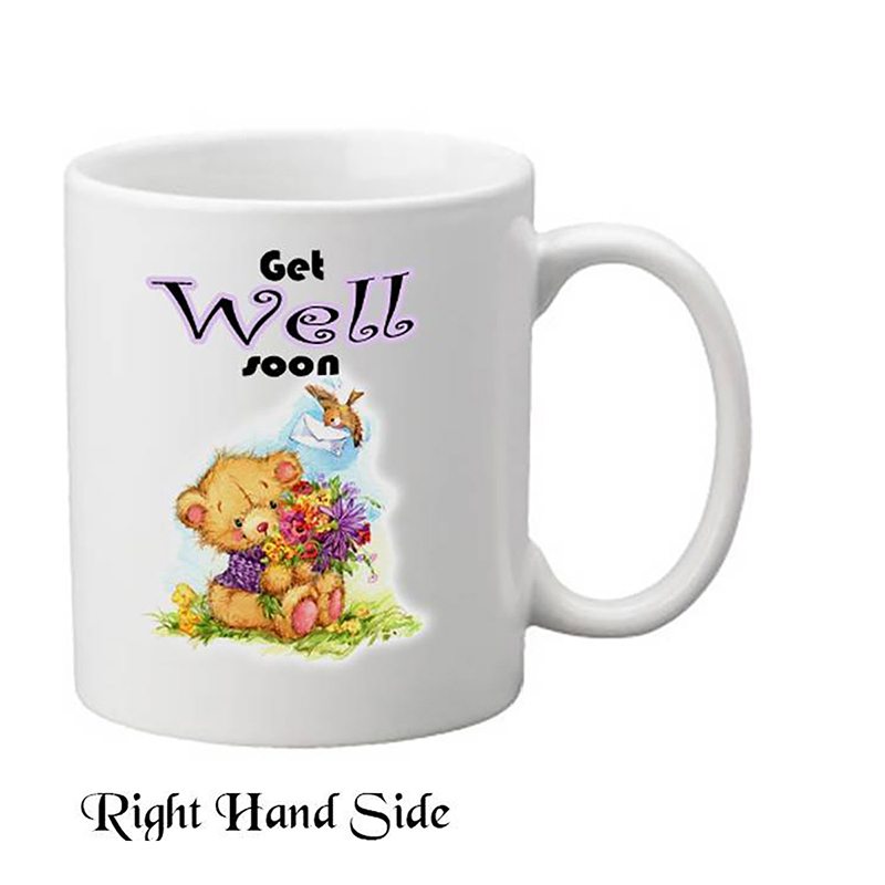 Customised Get Well Soon Mug Gift - Teddy & Bouquet