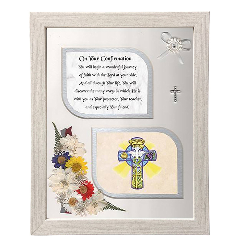 Confirmation Frame - Cross & Flowers Verse & Photo