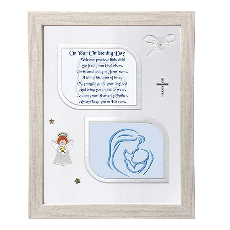 Christening Frame - Christening Mother & Child Blue