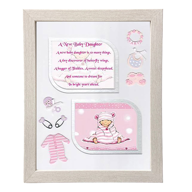 New Baby Frame - New Baby Daughter Pink