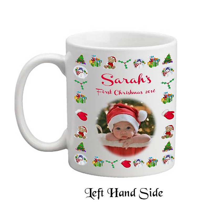 Babies First Christmas - Christmas Border & Photo Mug