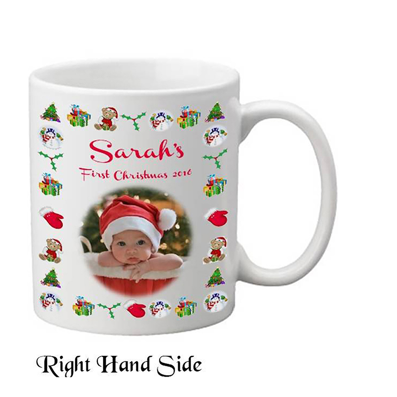 Babies First Christmas - Christmas Border & Photo Mug
