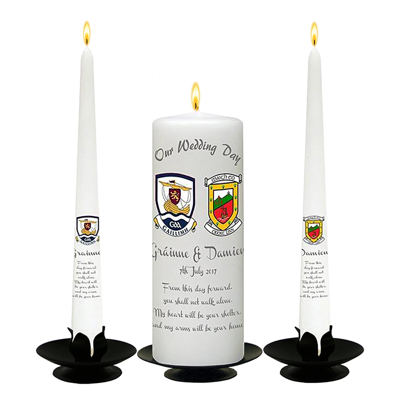 Customised Wedding Candles - County Crest Silver Crest